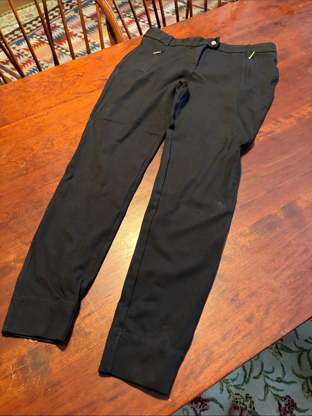 Tory Burch Black Cropped Ankle Trousers with Gold-Tone Pocket Trim